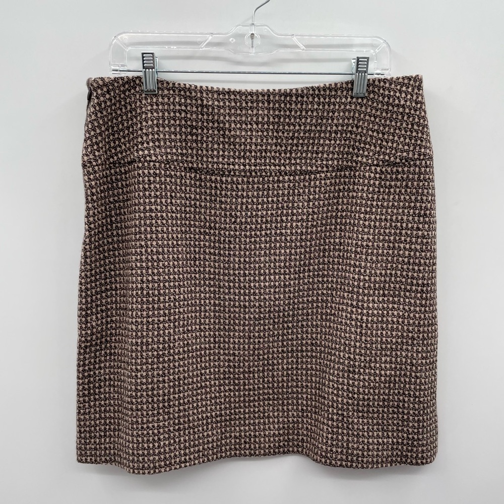 Sundance 10 woman brown wool-cotton tweed preppy classic quiet luxury midi skirt - Picture 8 of 9